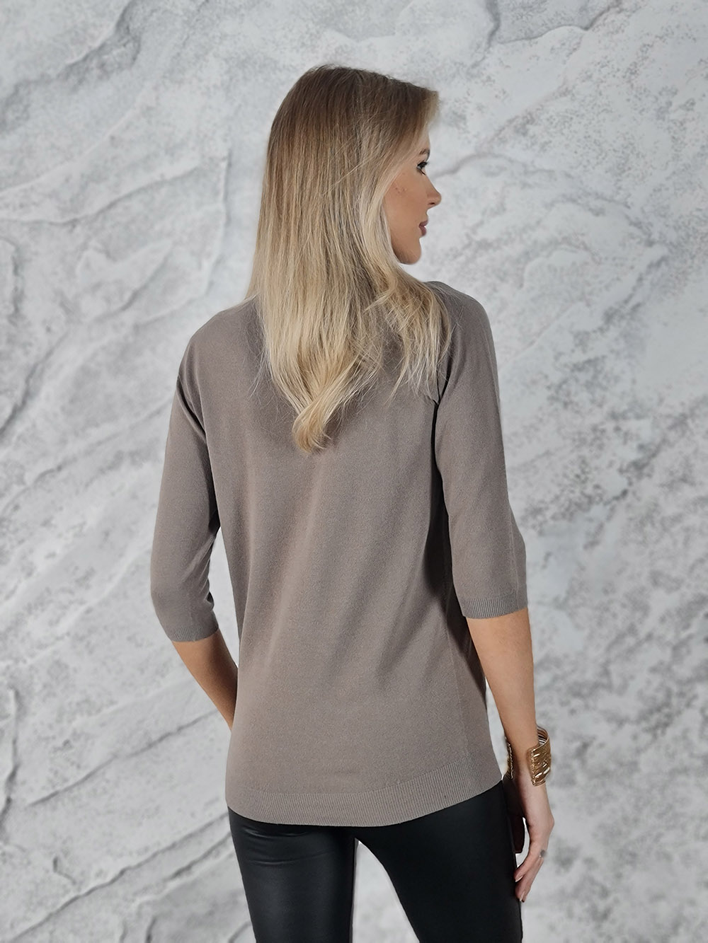 Водолазка Kontatto с короткими рукавами тауп, фотография №3