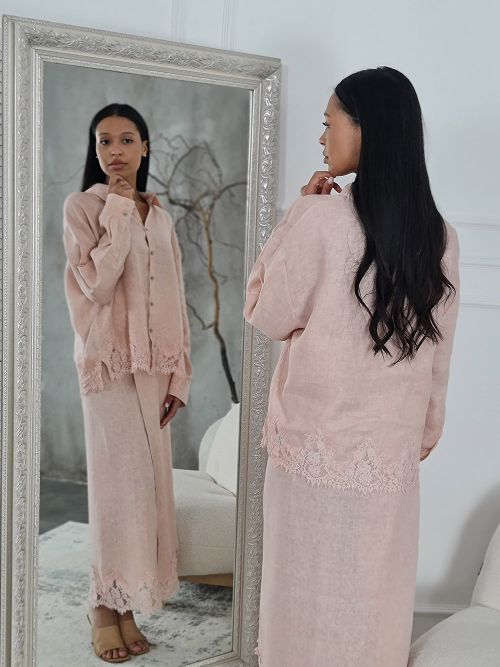 Рубашка Atelier Emi с кружевом пудра, фотография №4