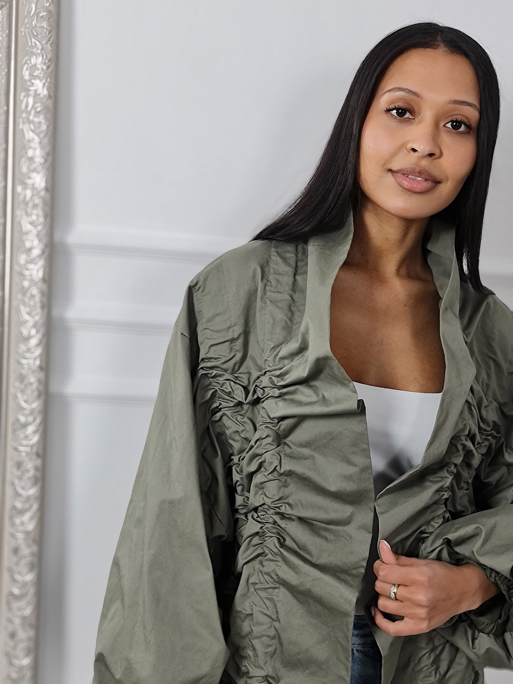 Куртка Mitica&co с жабо хаки , фотография №2