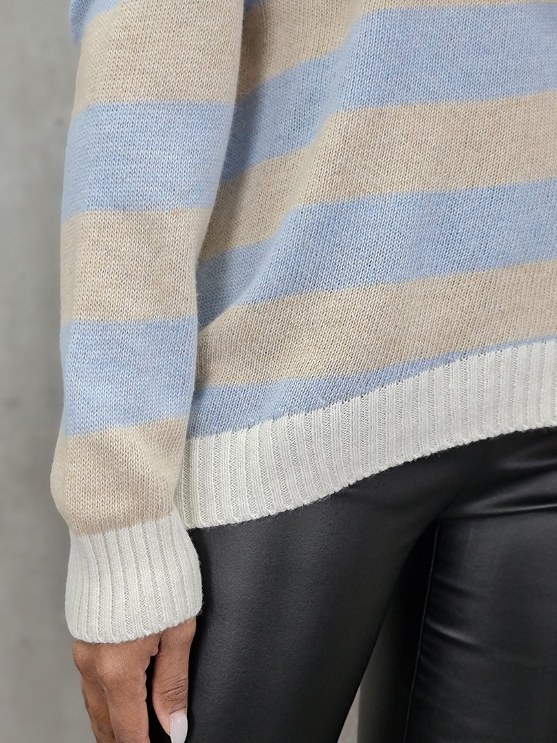 Джемпер Cashmere Blend с кашемиром в полоску голубой, фотография №3