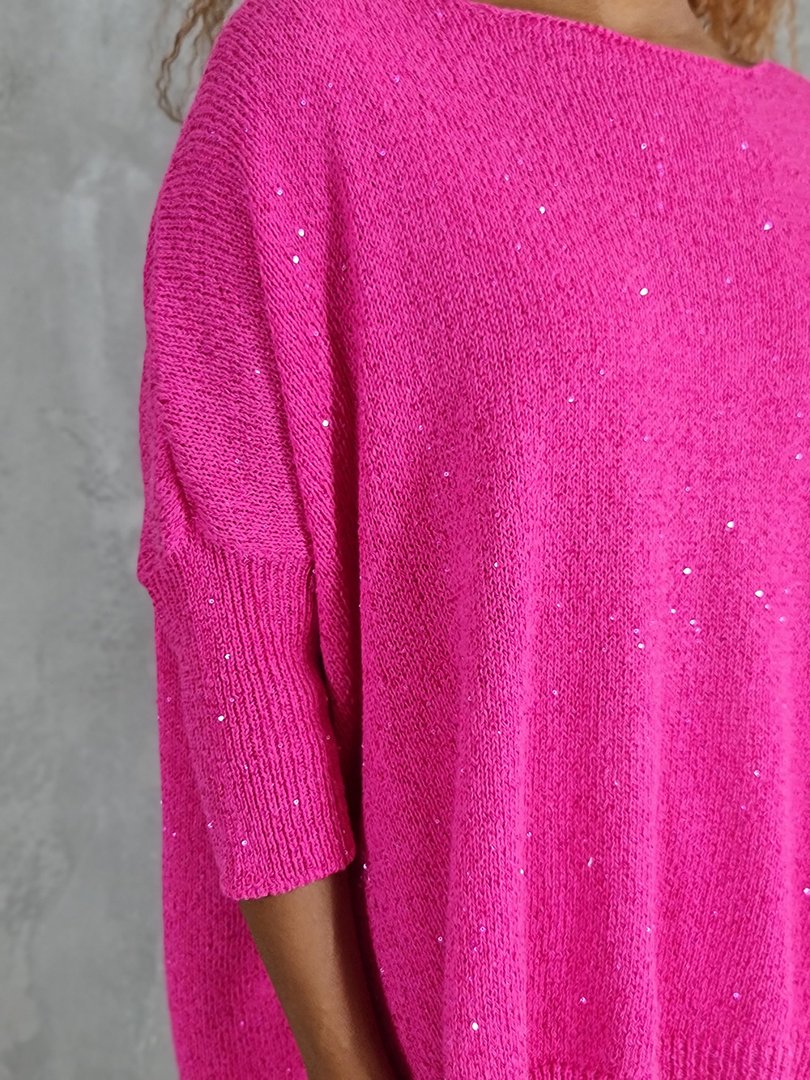 Джемпер Kontatto с рукавом 3/4 с пайетками фуксия, фотография №6