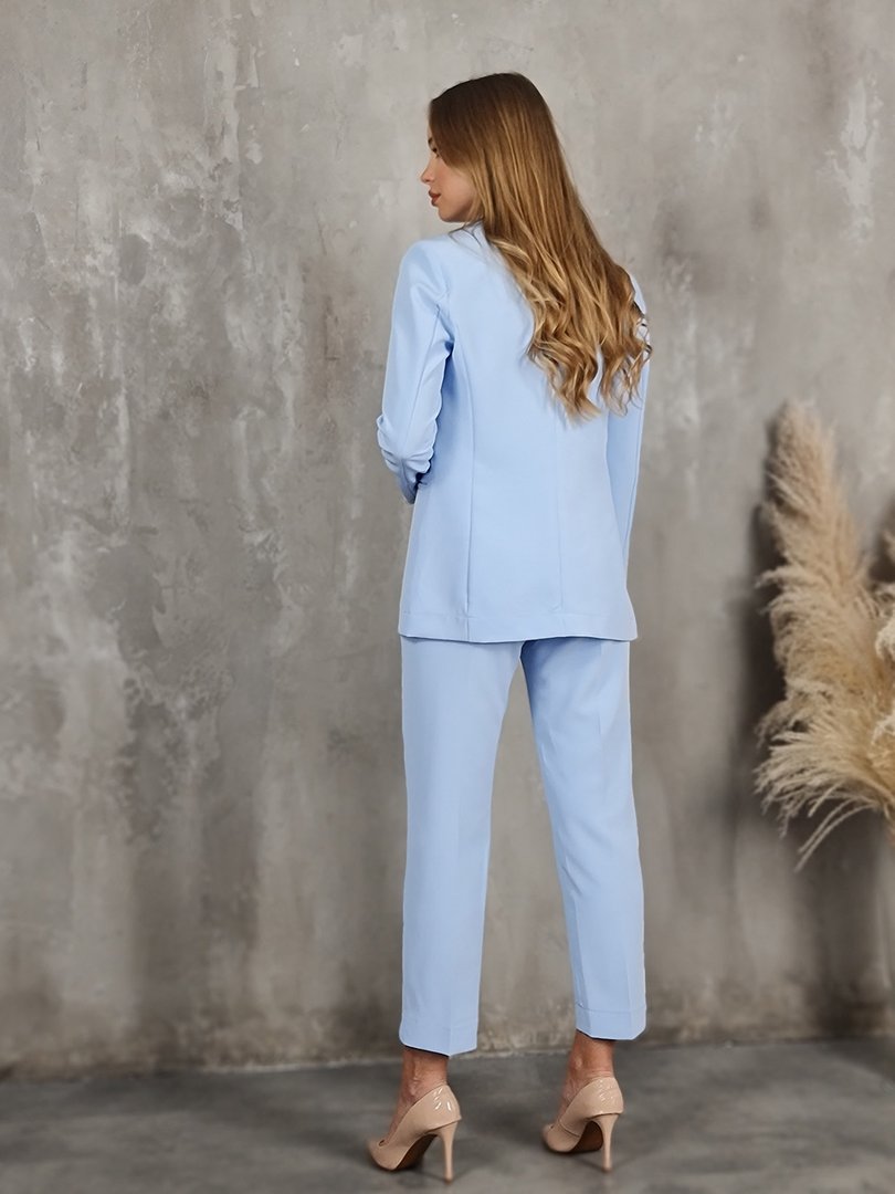 Костюм Maryley пиждак и брюки на резинке светло-голубой, фотография №2