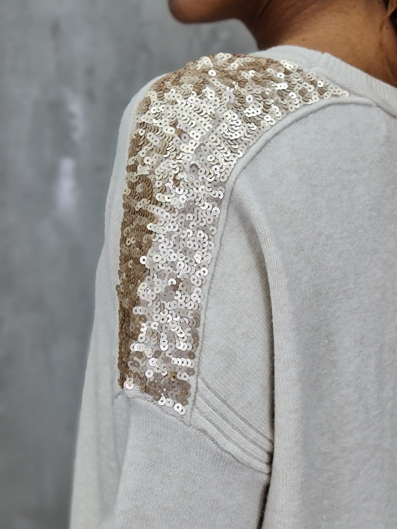 Джемпер 7 Sevenday с пайетками на плечах бежевый, фотография №4