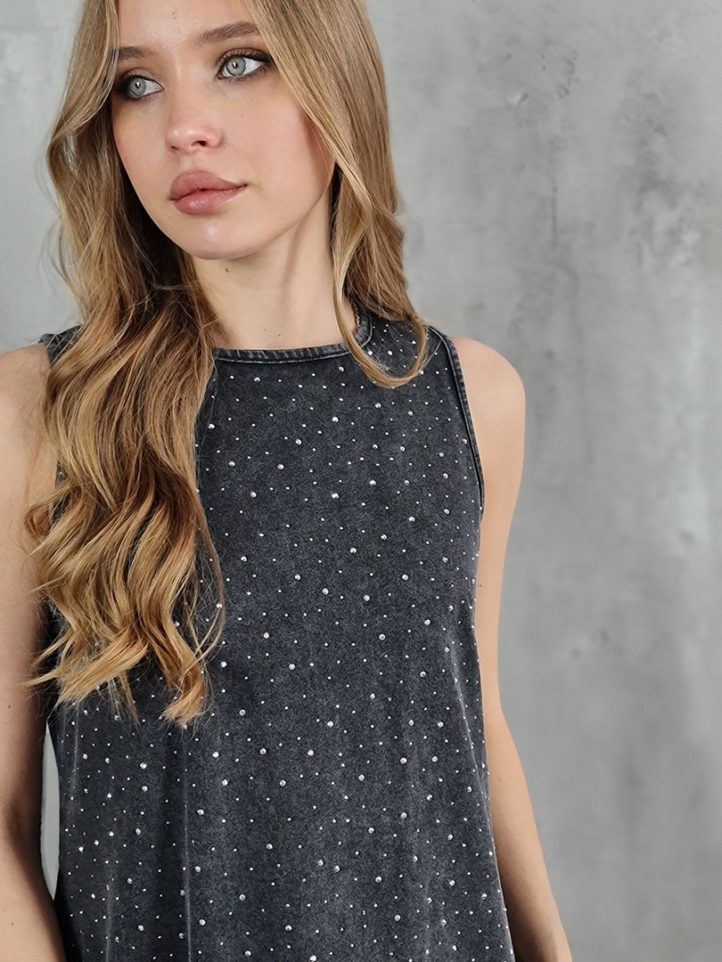 Платье ELSA.M со стразами серое, фотография №4