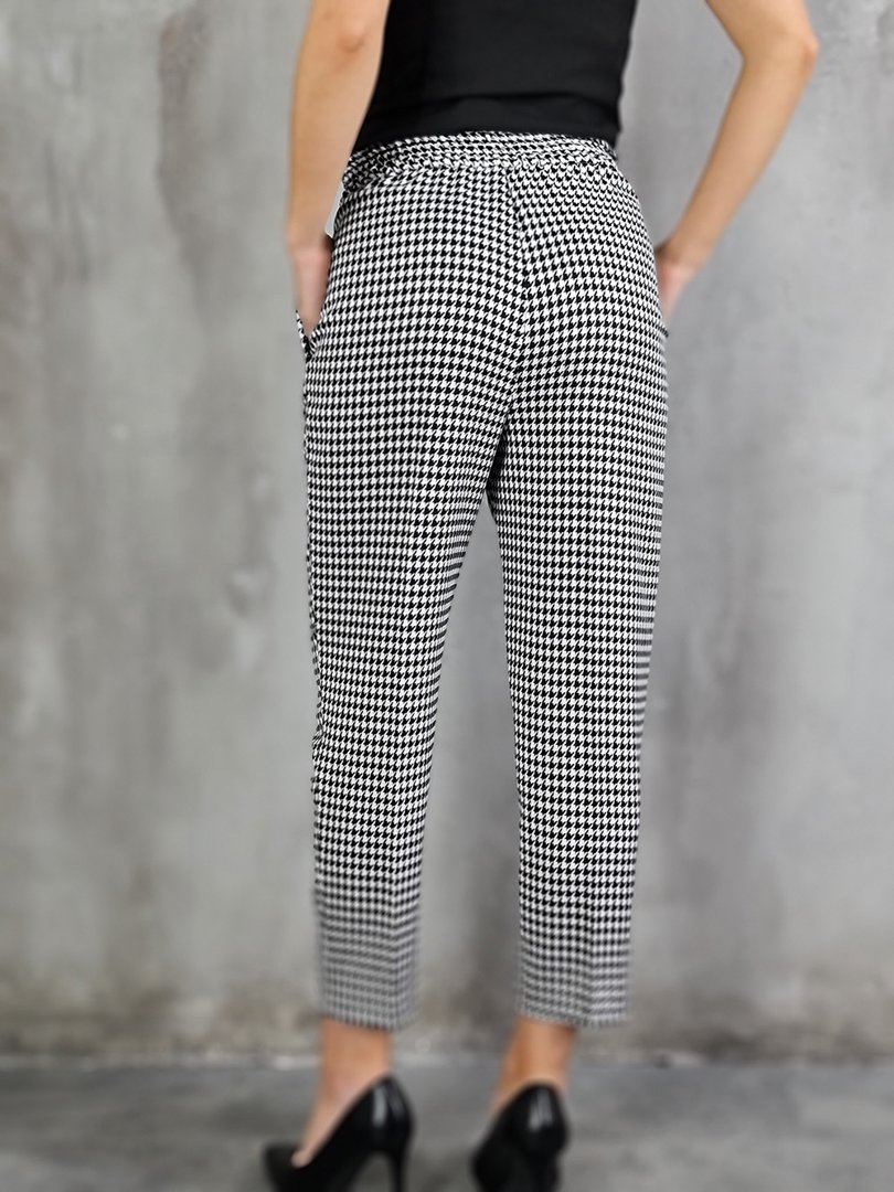 Брюки Imperial с принтом гусиная лапка чёрные/белые , фотография №3