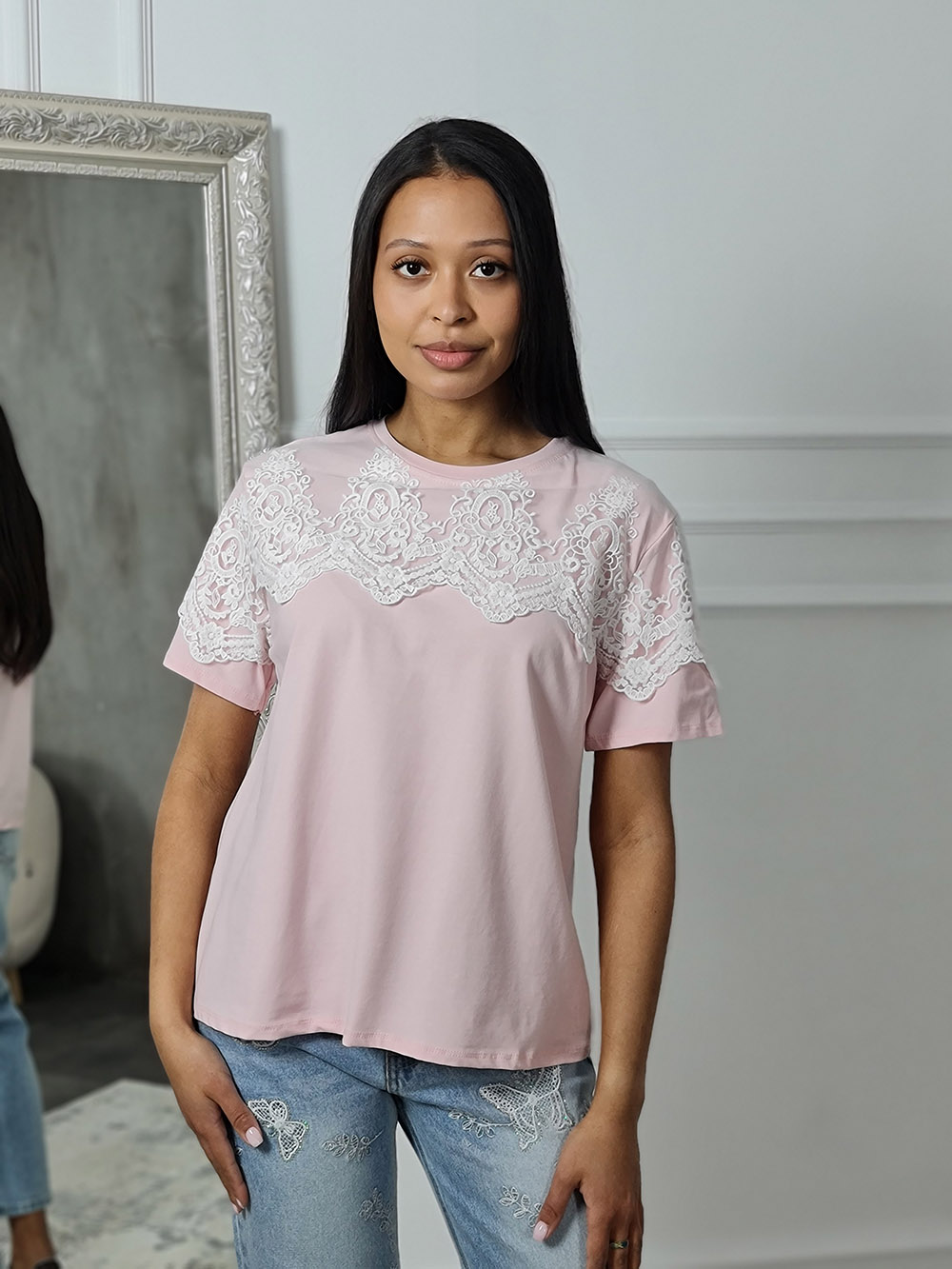 Футболка MIHO'S с кружевом бабл-гам, фотография №1
