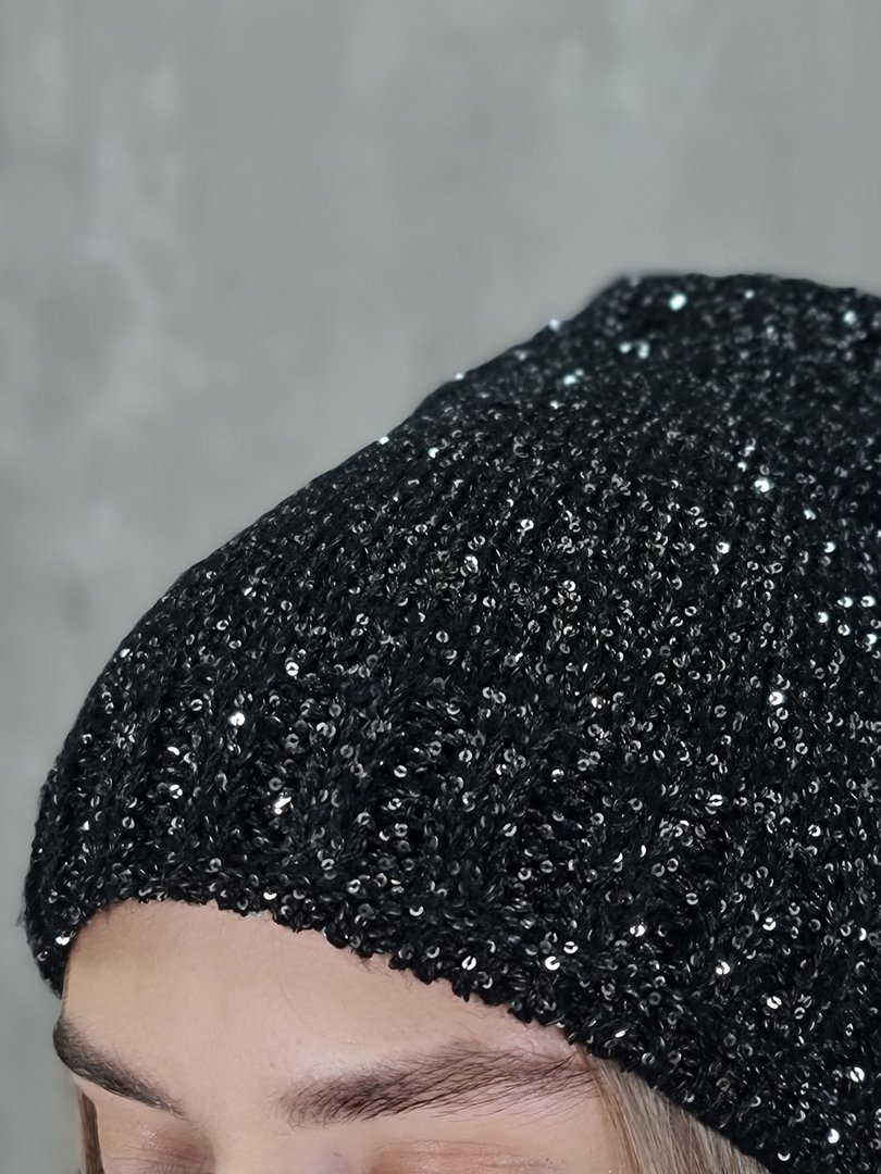 Шапка My Little Italy с пайетками черная, фотография №3