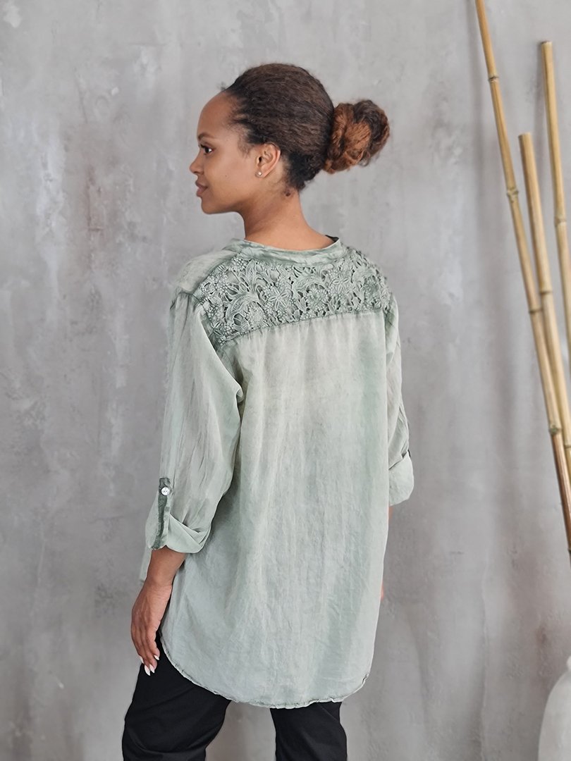 Рубашка STAR с кружевом на спине зеленая, фотография №3