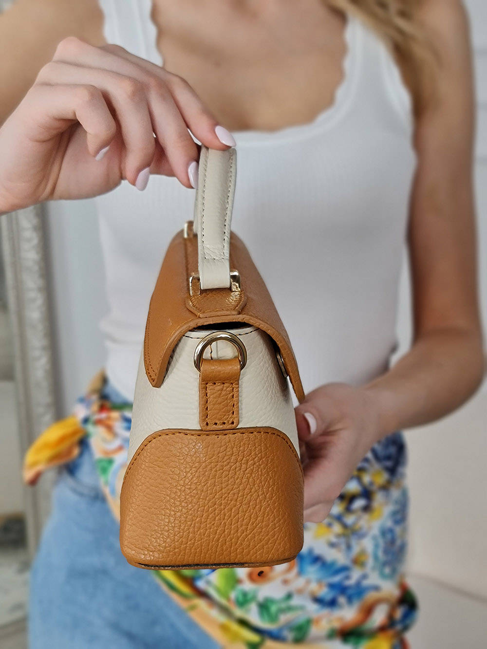 Сумка клатч маленькая молочно-карамельная, фотография №2