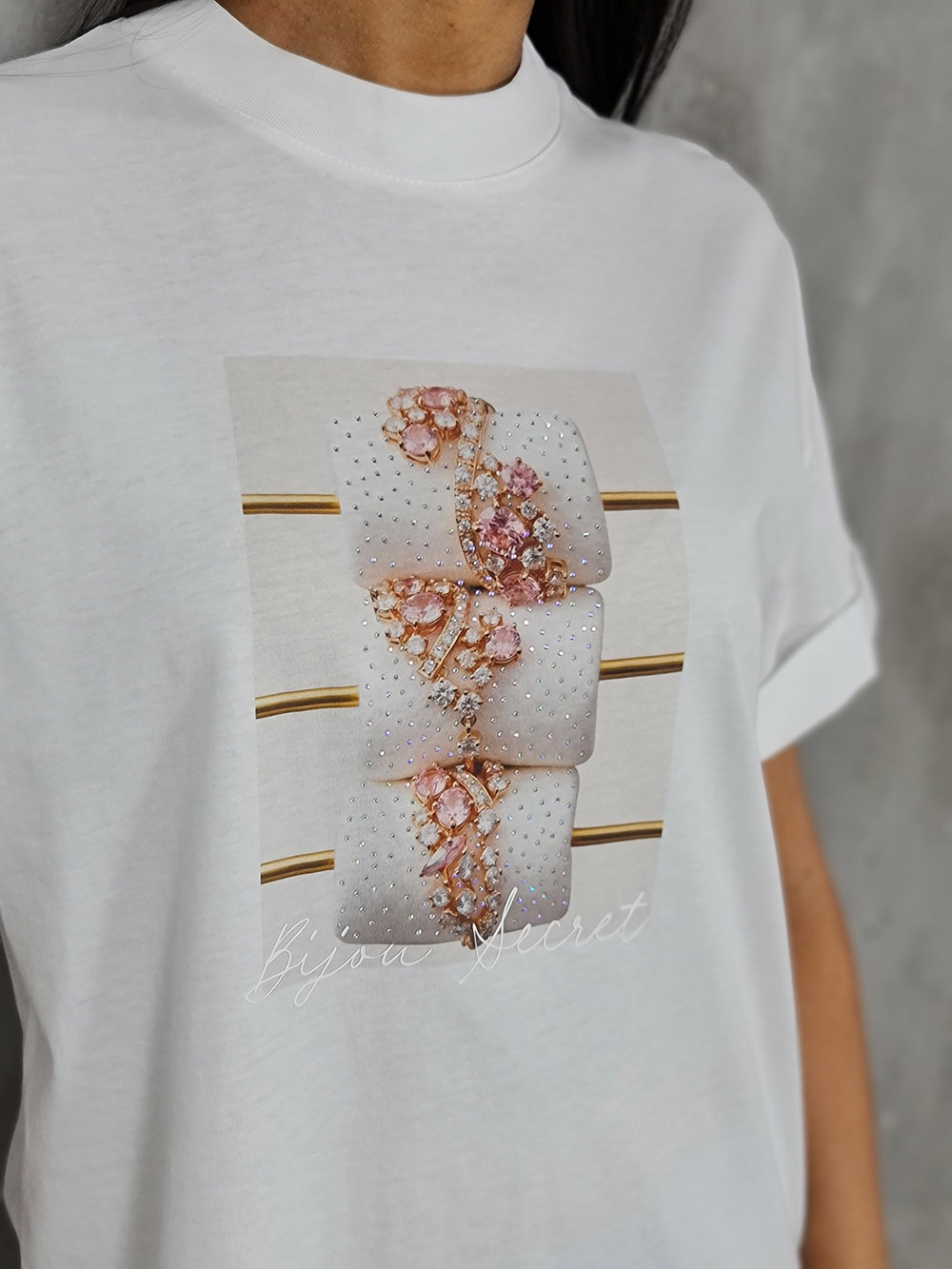 Футболка Imperial с принтом "украшения" белая , фотография №3