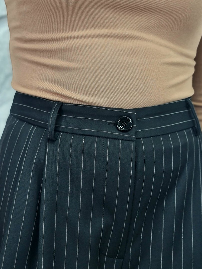 Брюки Imperial прямые в полоску черные, фотография №3