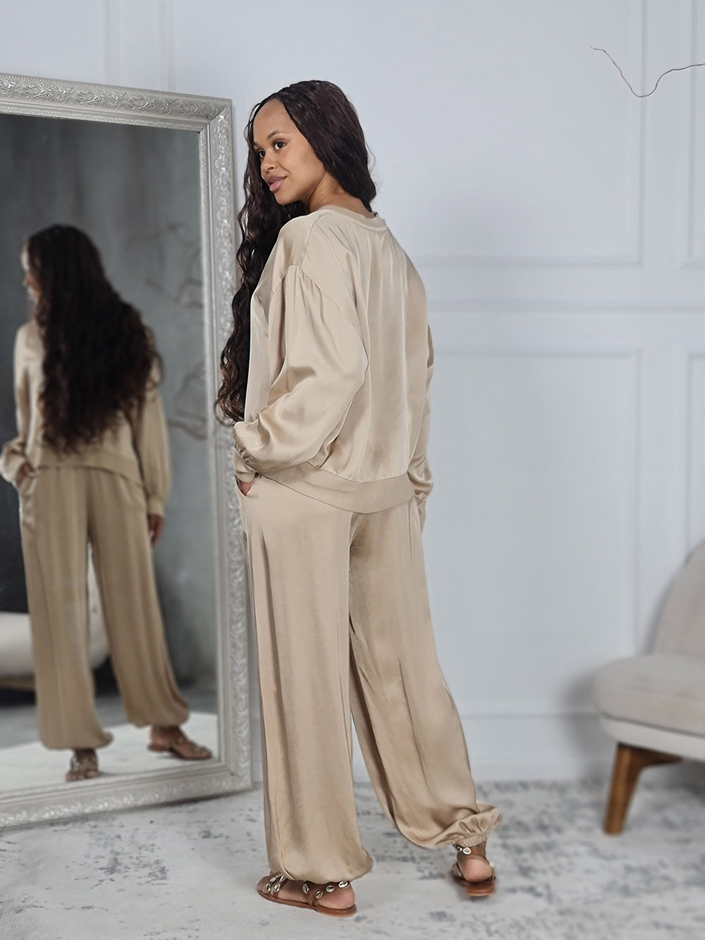 Костюм JNJ counture джемпер + брюки золотисто-бежевый, фотография №3