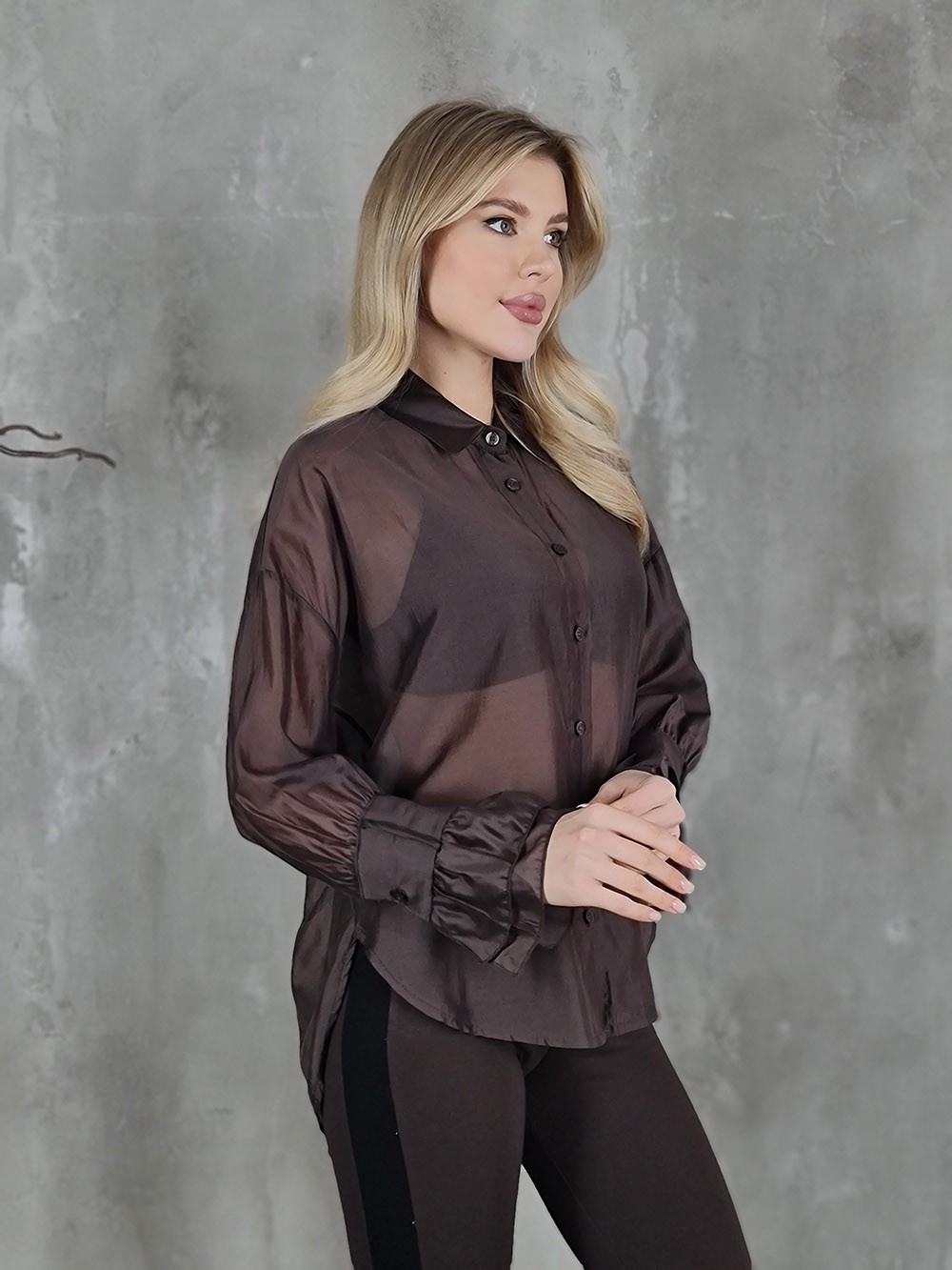 Блузка MIHO'S с манжетами шоколад, фотография №2