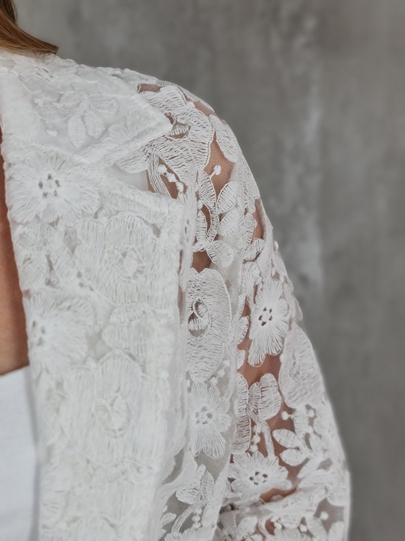 Пиджак Y.Two с кружевом прозрачный белый, фотография №6
