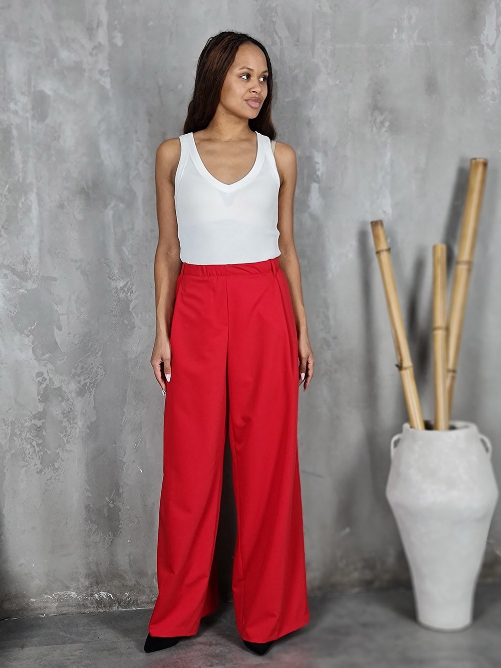 Брюки Imperial на резинке красные , фотография №2