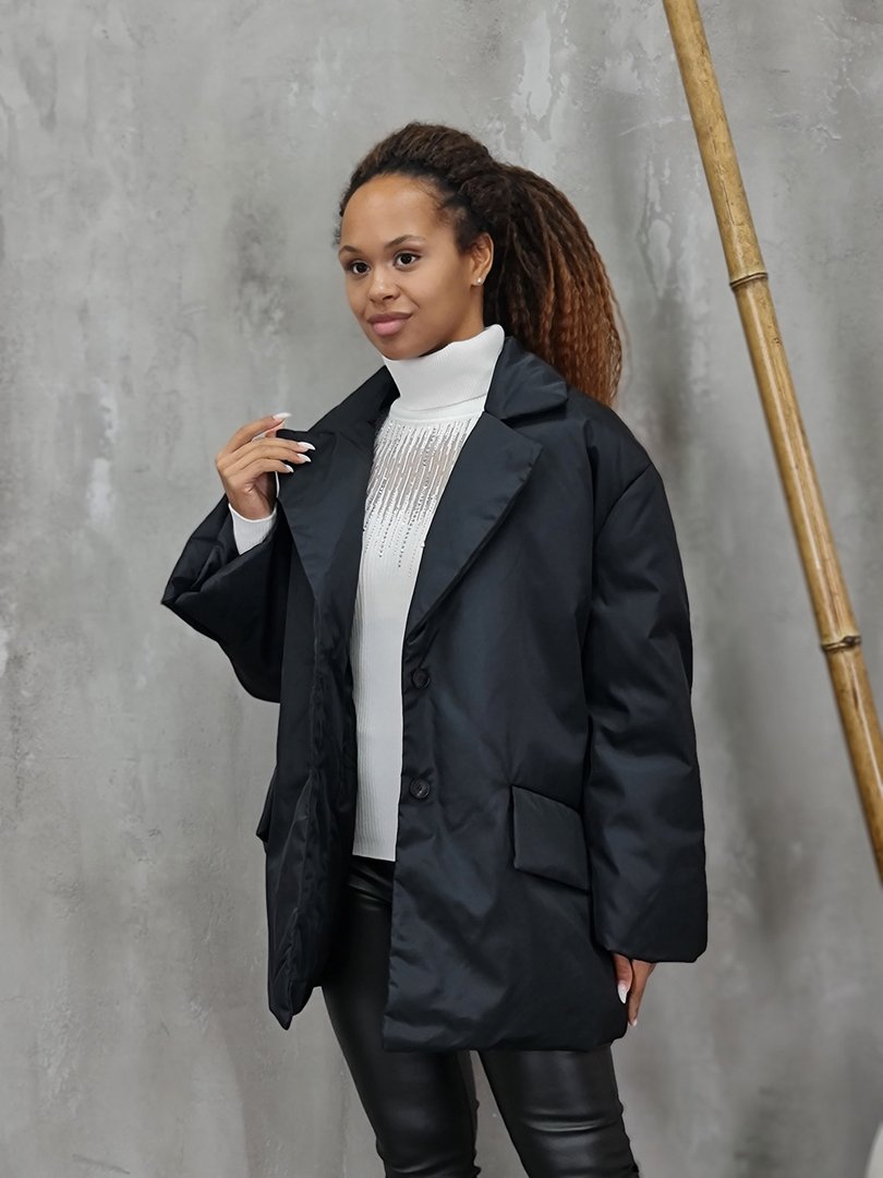 Куртка Vicolo натуральный пух с поясом черная, фотография №4