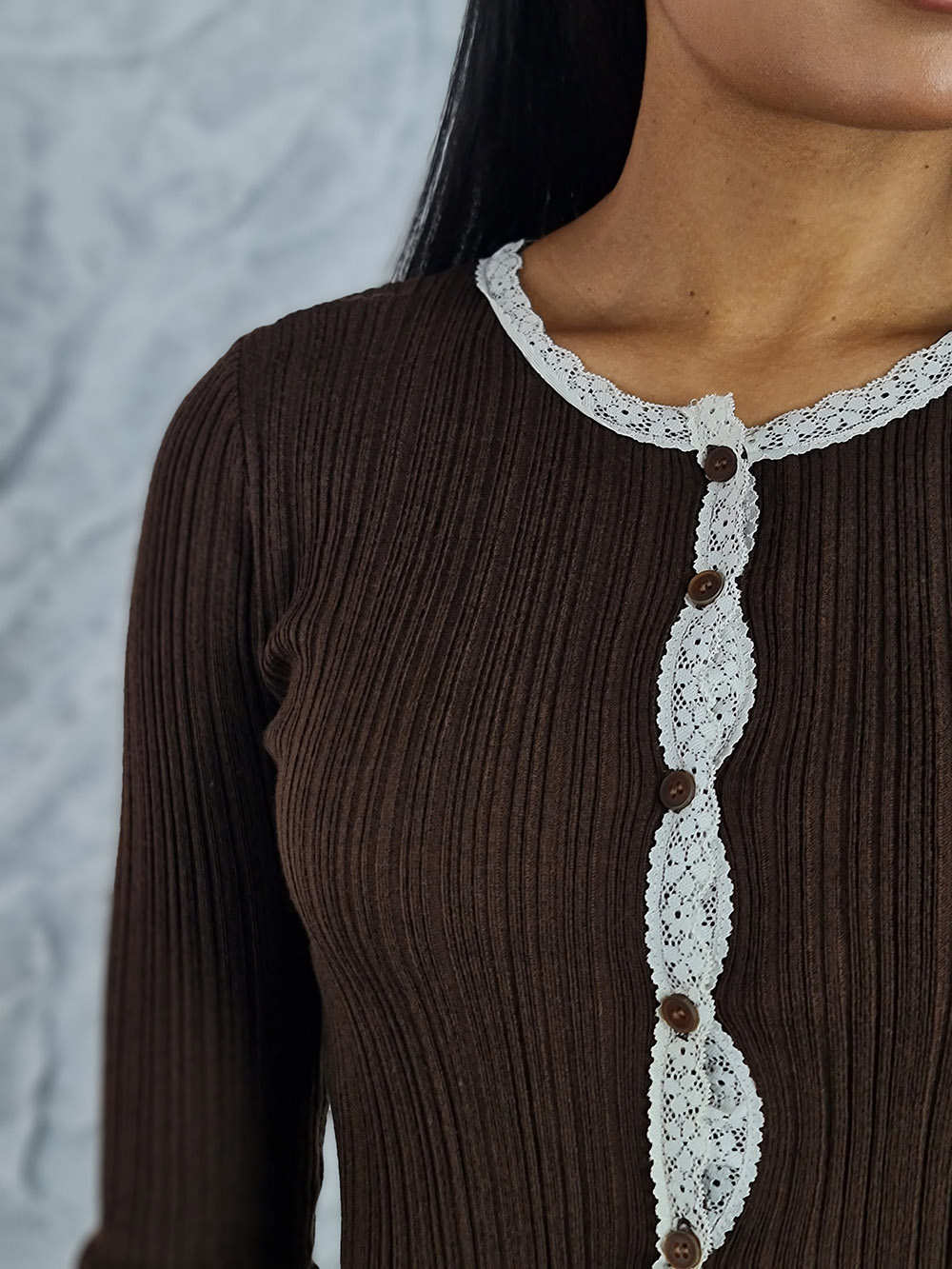 Кардиган ELSA.M с кружевом шоколад, фотография №2