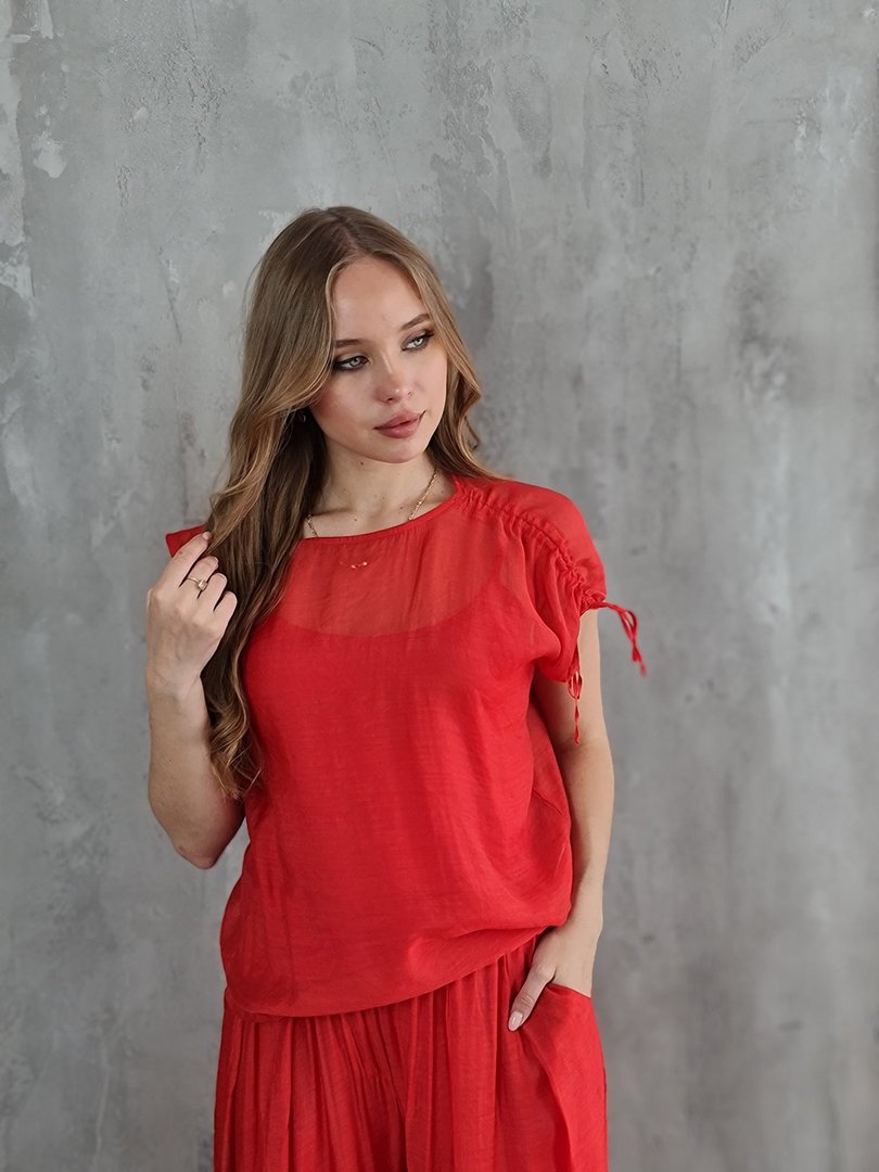 Костюм CLOTHÉ топ с завязками и брюки красный, фотография №4