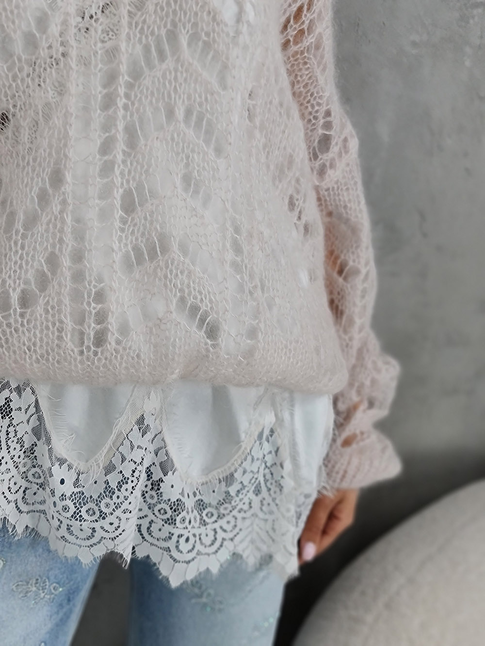 Джемпер Silk new v вырез мохер бежевый, фотография №3