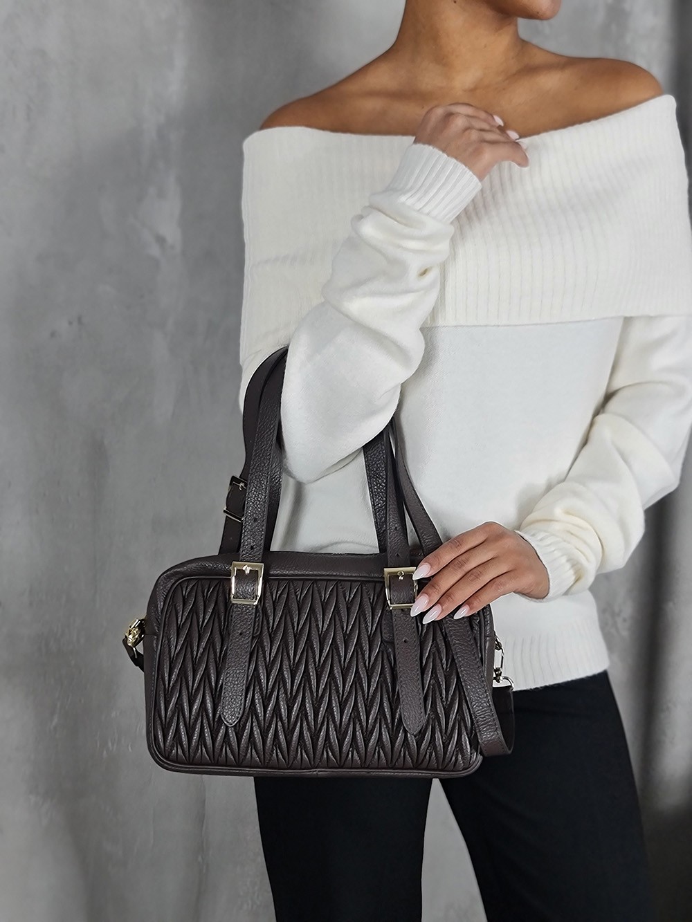 Сумка My Little Italy натуральная кожа в стиле MiuMiu шоколад, фотография №2