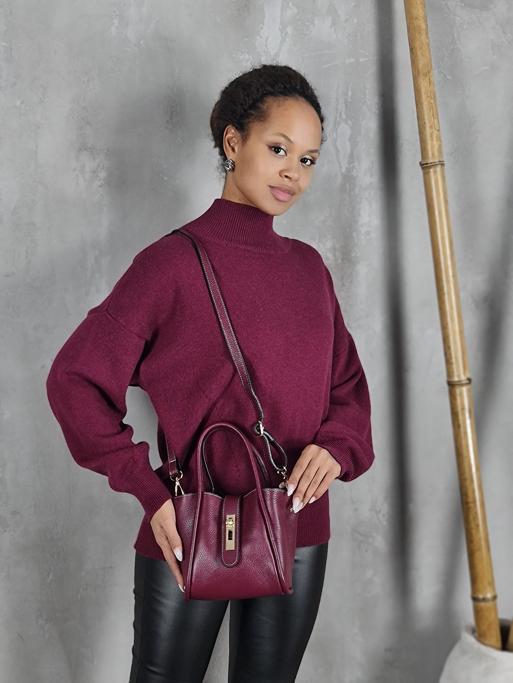 Сумка My Little Italy натуральная кожа маленькая винная, фотография №1