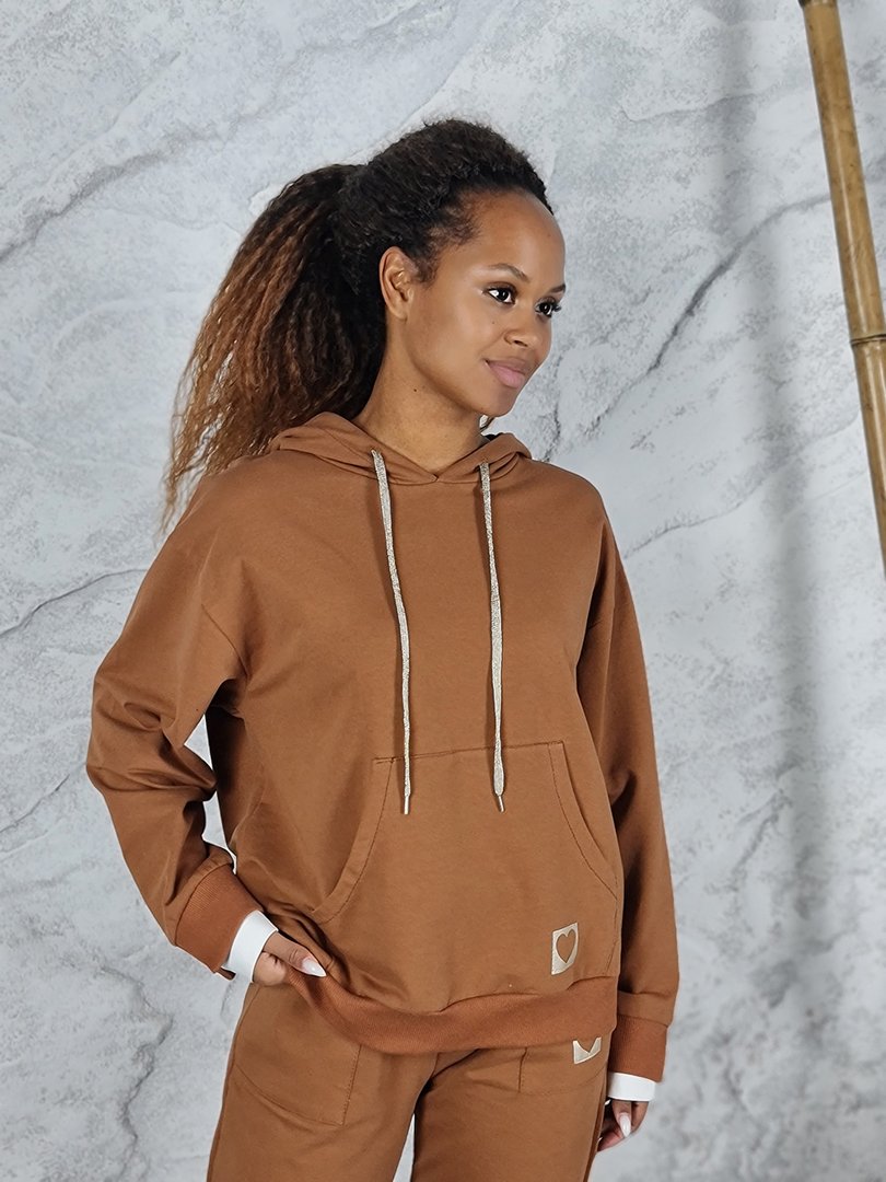 Костюм One Love худи с капюшоном и брюками карамельный, фотография №3
