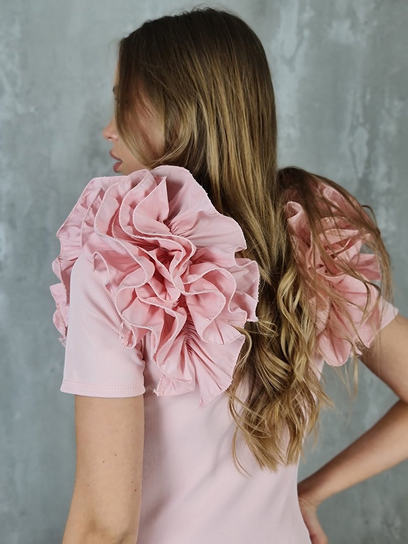 Топ Roberta Biagi с рюшами на плечах пудровый, фотография №4