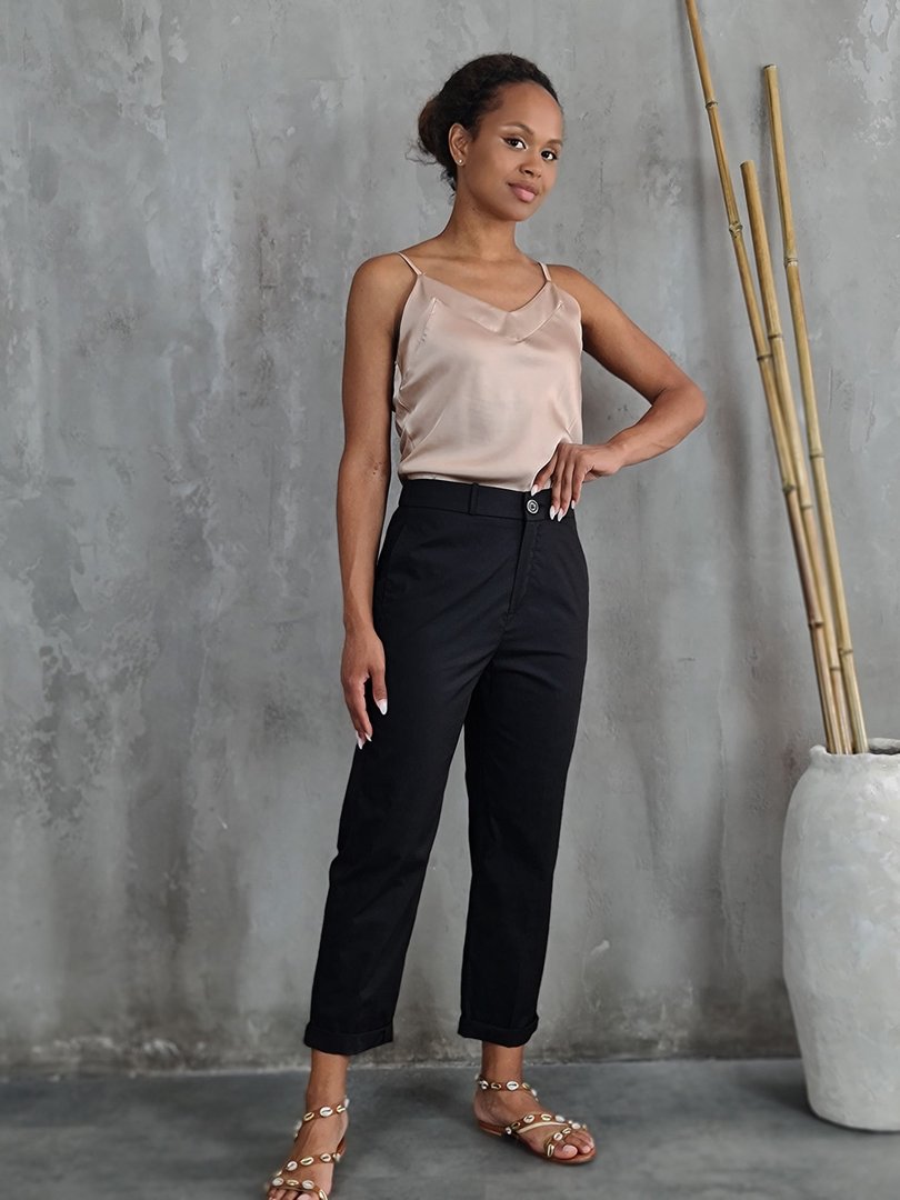 Брюки Imperial классик на резинке сзади, с подворотами черные, фотография №2