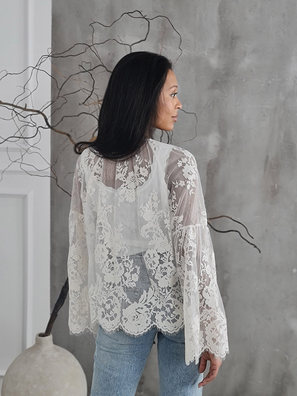 Рубашка Vicolo кружевная прозрачная кремовая , фотография №5