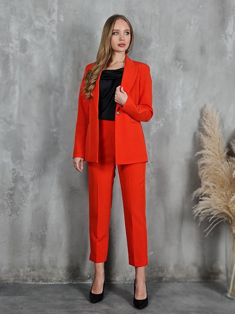 Костюм Maryley пиждак и брюки на резинке красный, фотография №2