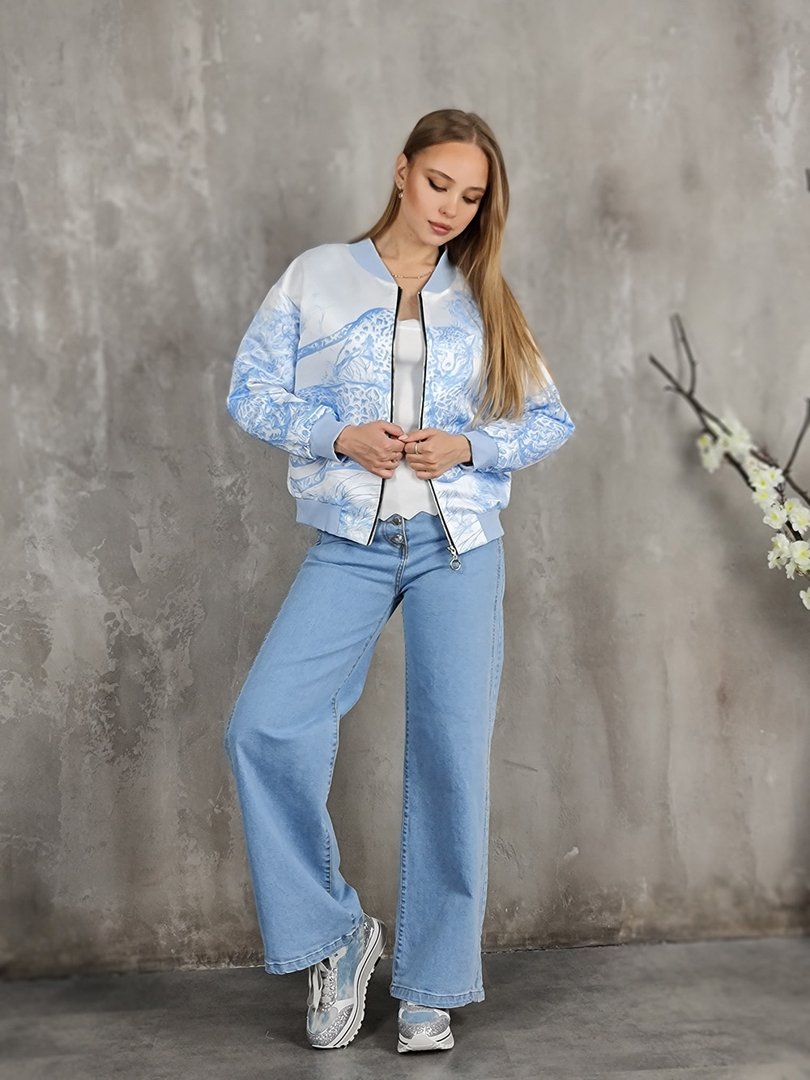 Бомбер Royal Belle с голубым леопардом белый, фотография №2