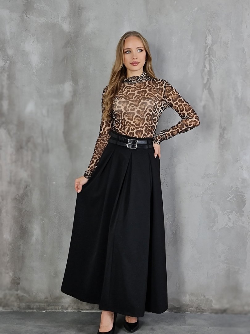 Блузка Lumina сетчатая с леопардовым принтом песочная , фотография №3