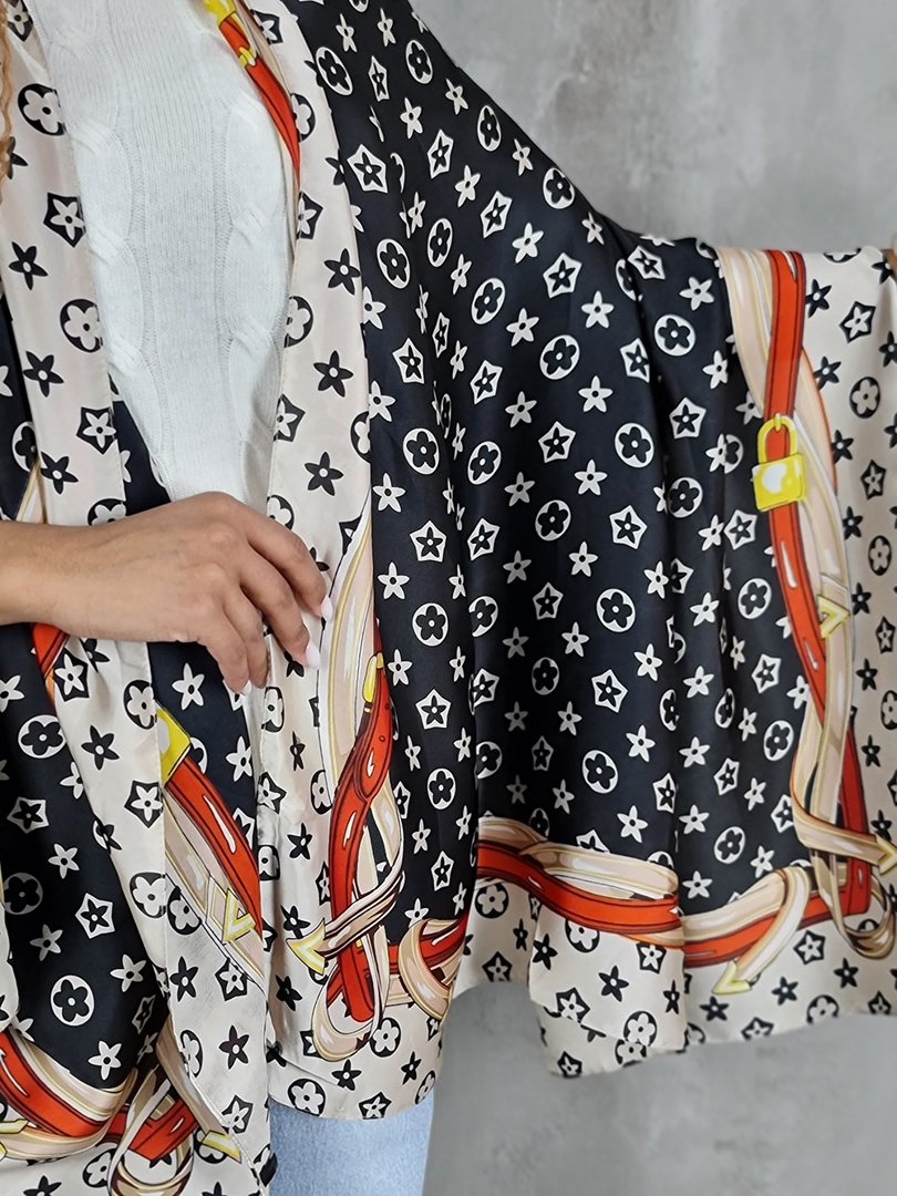 Палантин My Little Italy черный/красный/кремовый, фотография №2