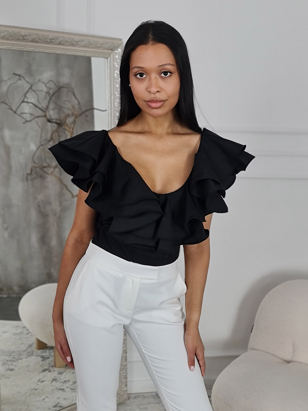 Боди Imperial с жабо черное , фотография №1