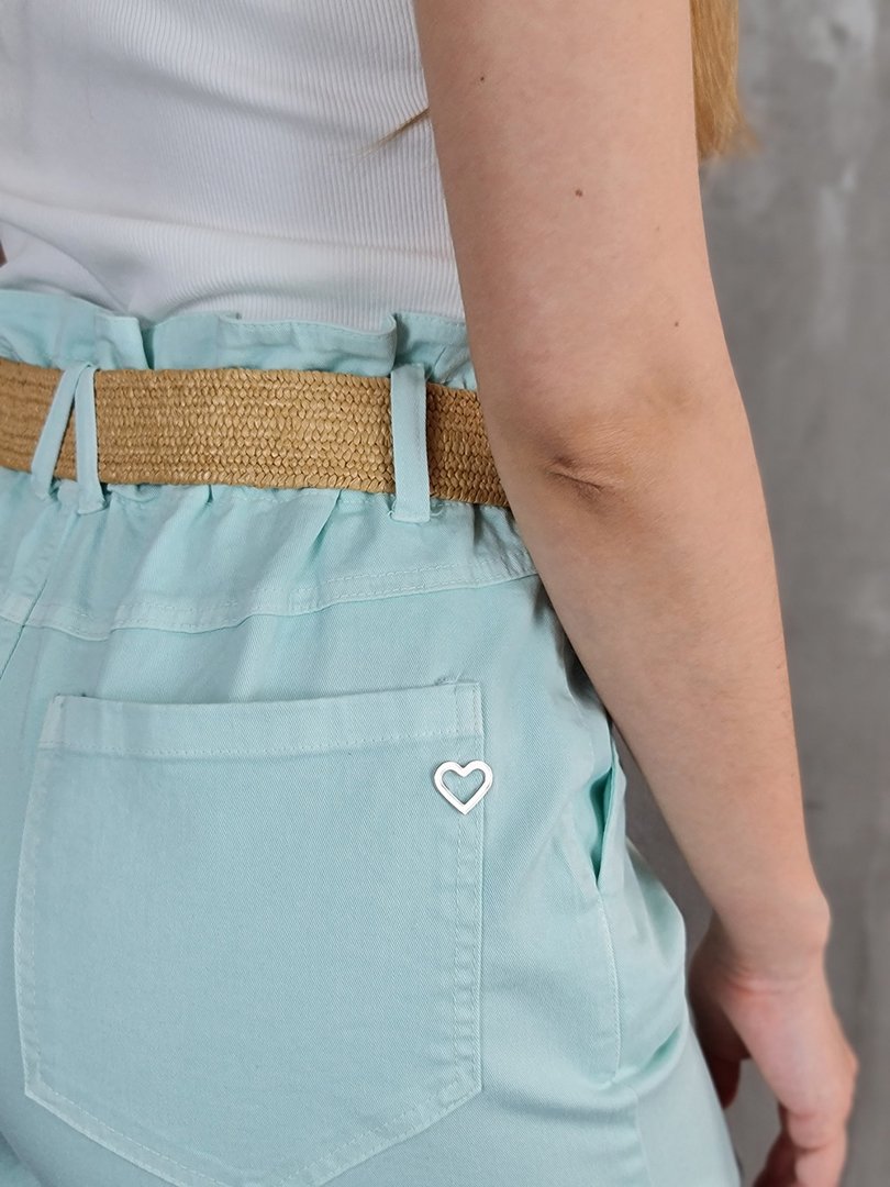 Шорты Please с ремешком плетенкой ментол , фотография №7