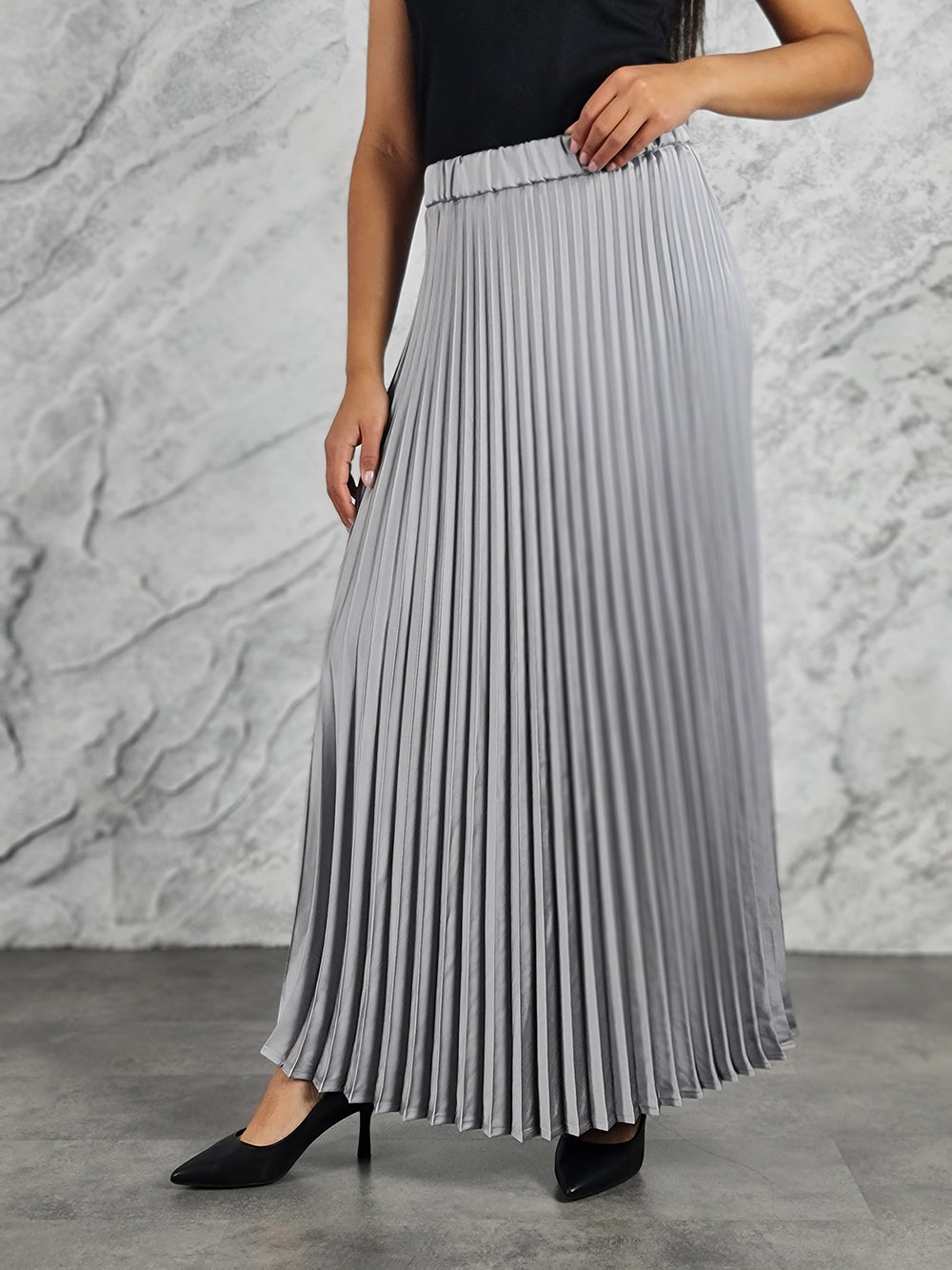 Юбка CLOTHÉ атласная плиссе серая, фотография №2
