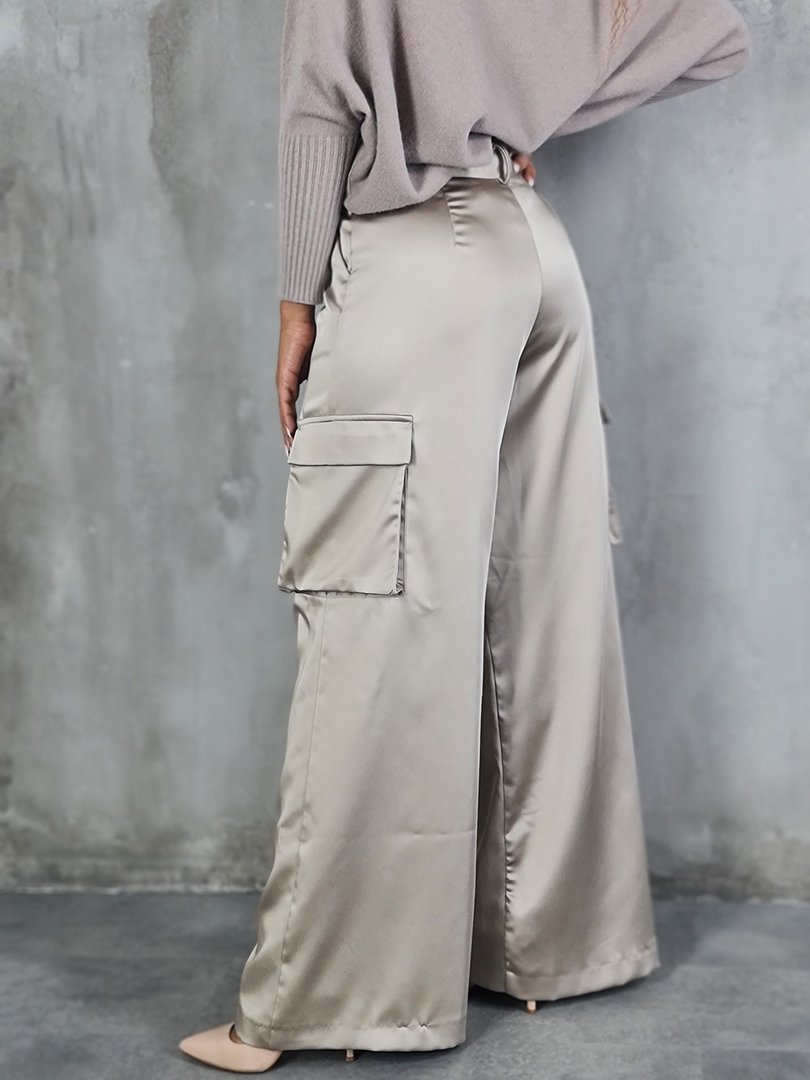 Брюки-карго Imperial атласные бежевые, фотография №4