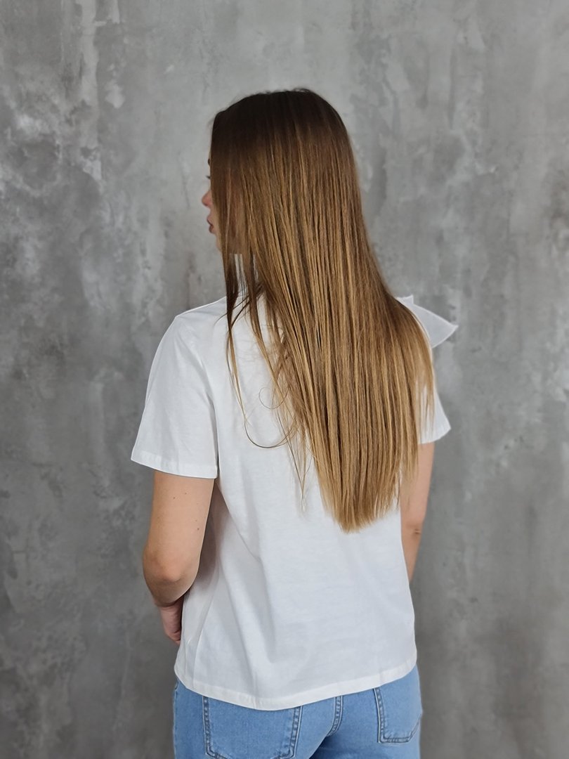 Футболка ELSA.M с воланами на боку белая, фотография №2