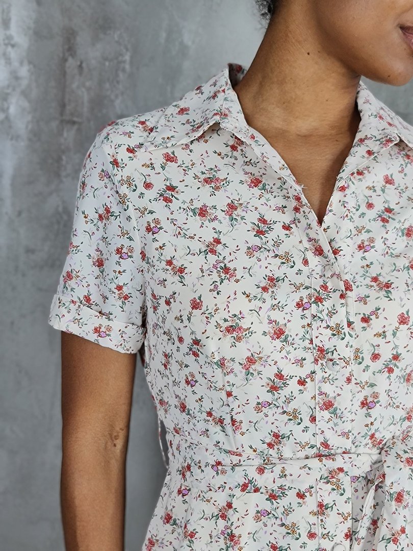 Платье li.fe style с принтом цветочков молочное, фотография №4