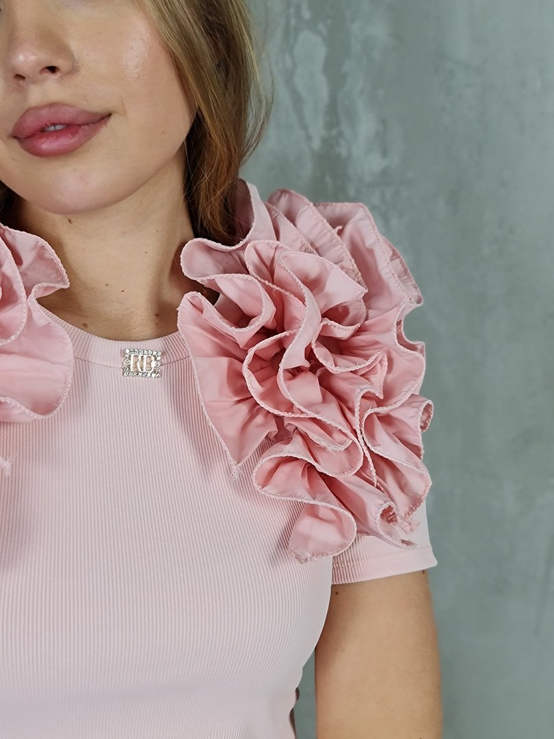 Топ Roberta Biagi с рюшами на плечах пудровый, фотография №3