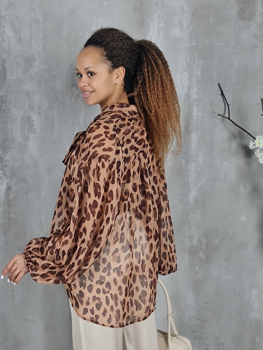Блузка Imperial леопардовая бежевая (CMR8JFK), фотография №4