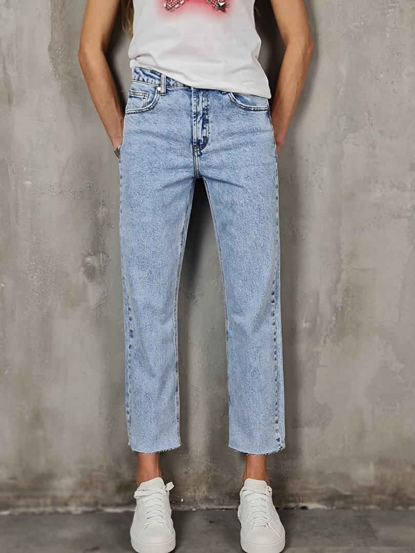 Джинсы Joleen прямые с необработанным нижним краем голубые, фотография №4