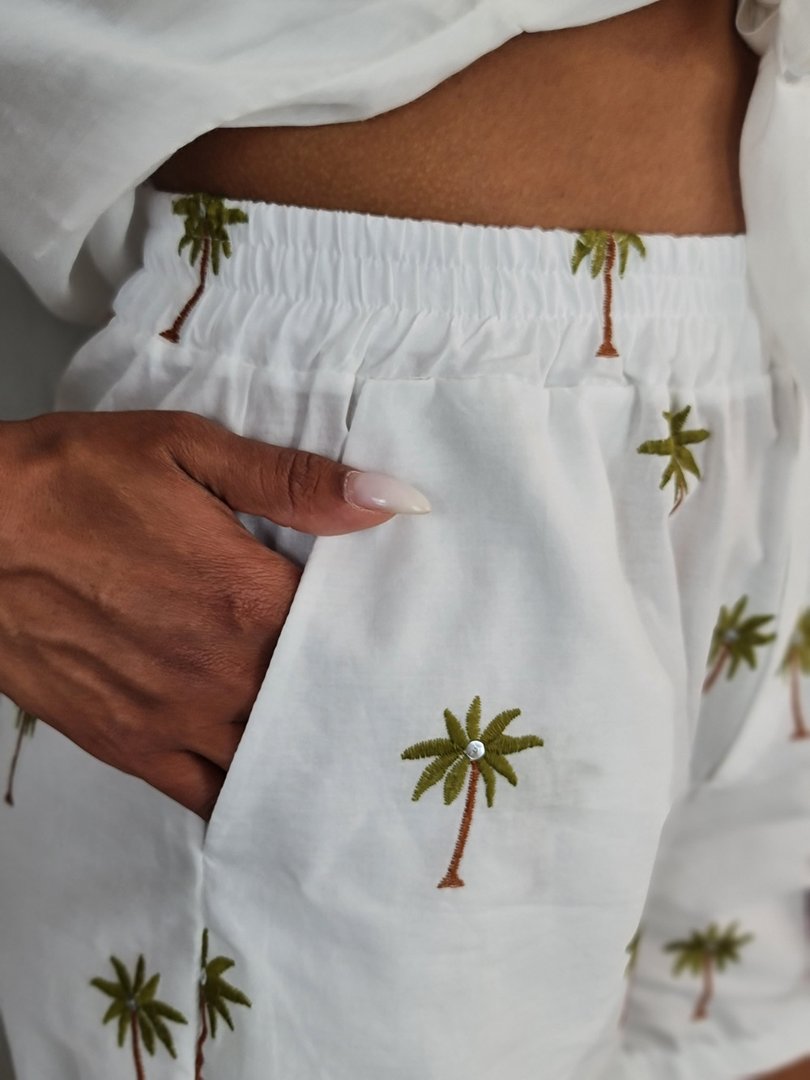 Шорты MIHO'S с пальмами и пайетками белые, фотография №5