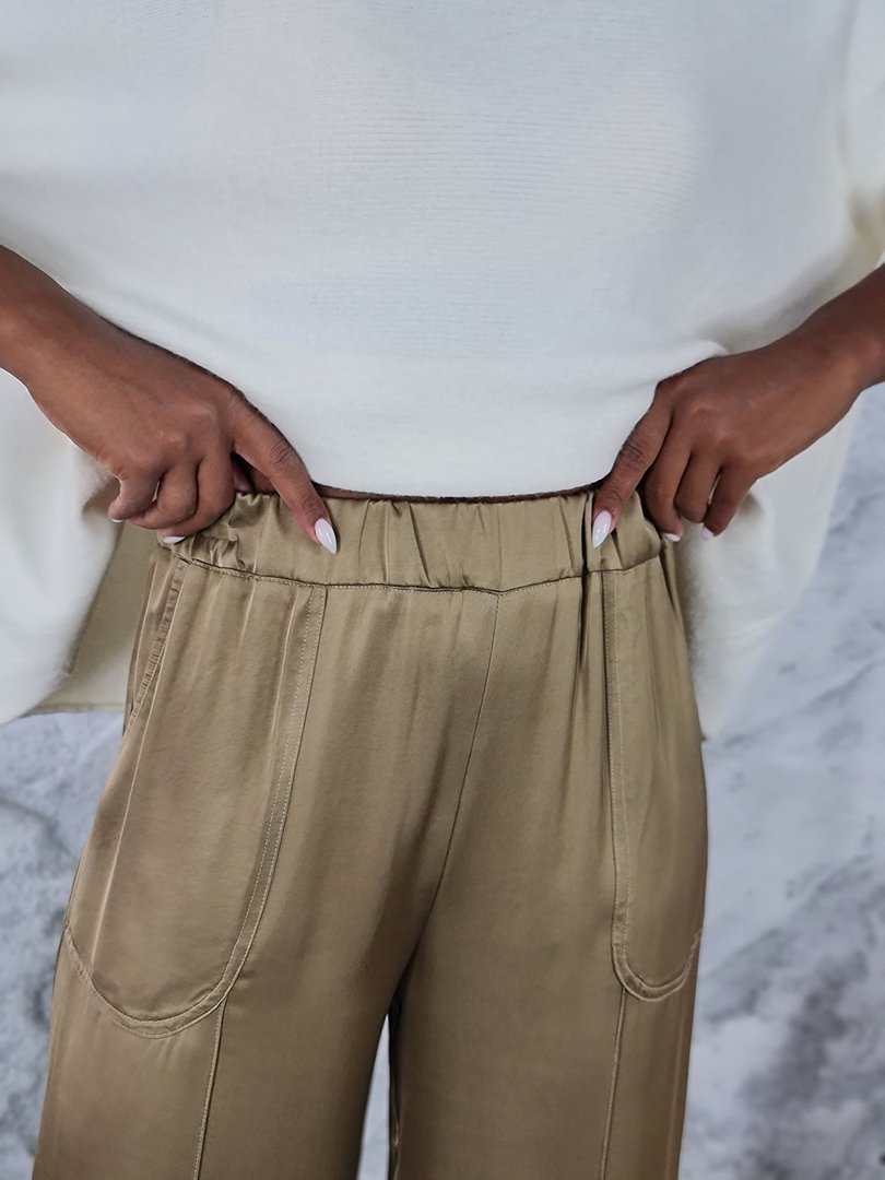 Брюки CLOTHÉ атласные хаки, фотография №2