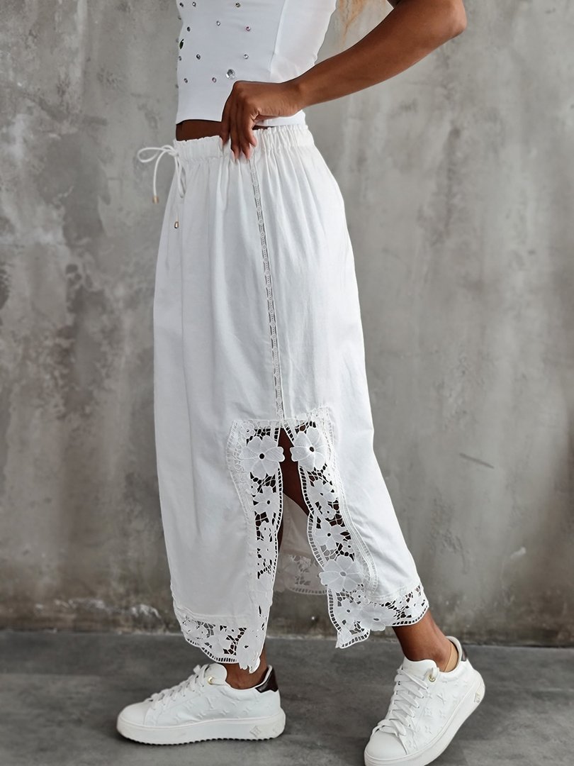 Юбка Lara на завязках с кружевными вставками по бокам белая, фотография №4