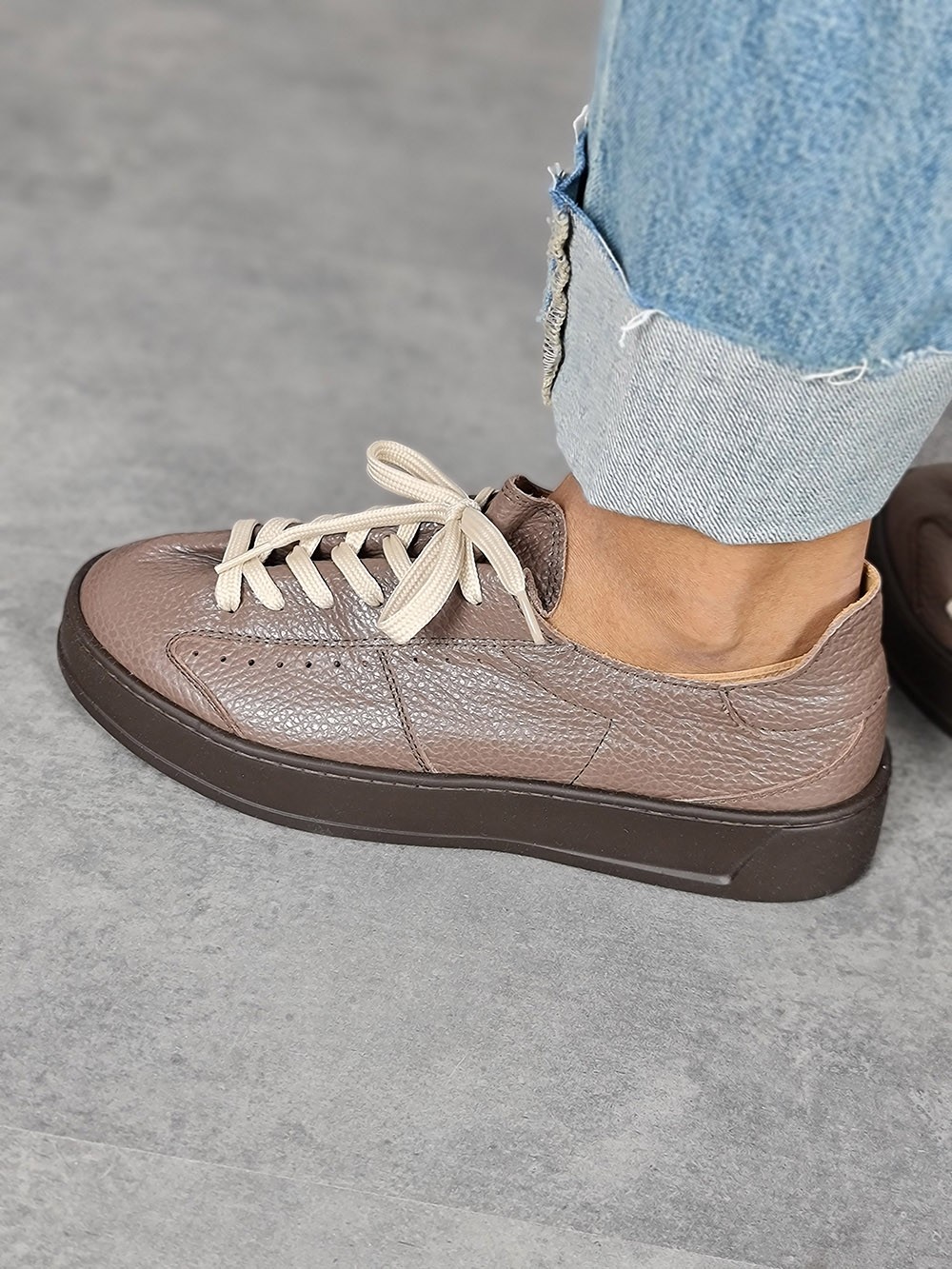 Кеды L'Estrosa зернистая кожа шоколад, фотография №3