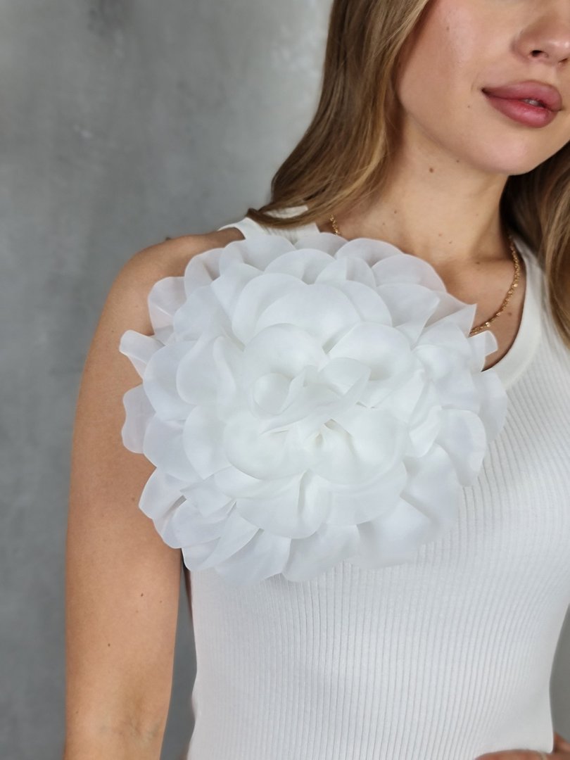 Топ ELSA.M с большим цветком белый, фотография №2