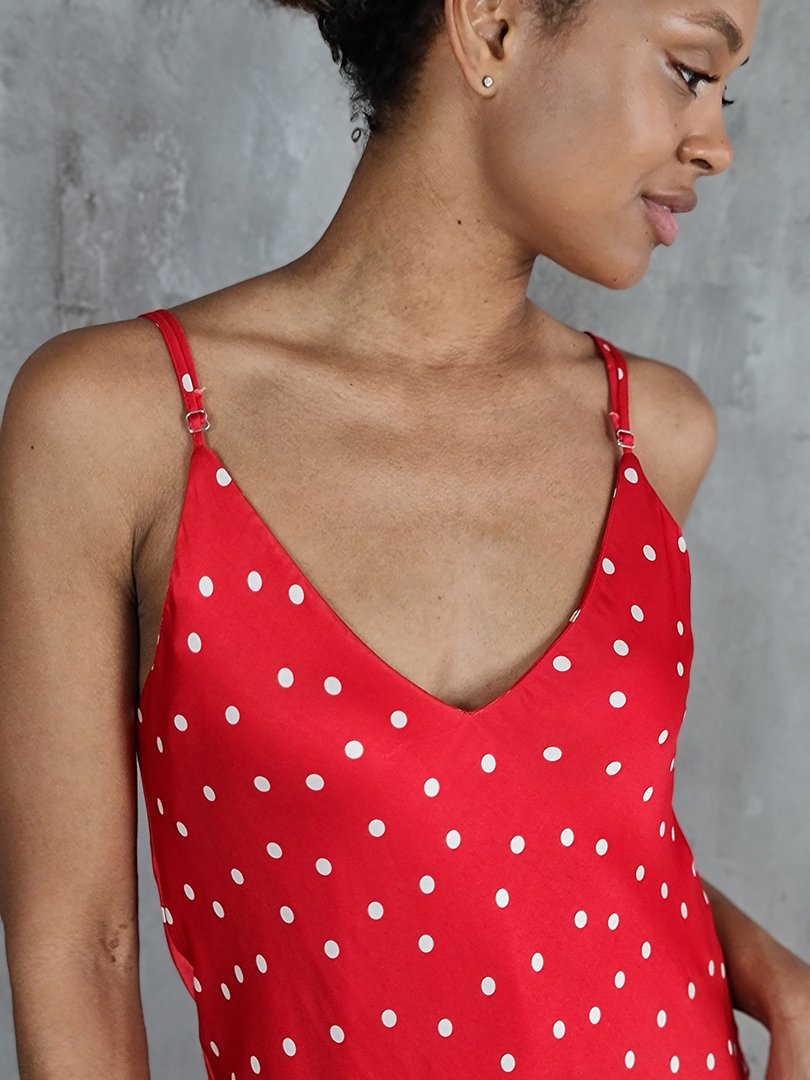 Сарафан Vicolo в белый горошек красный, фотография №4