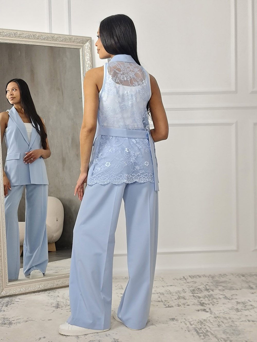 Брюки Imperial со стрелками на застежке голубые, фотография №2