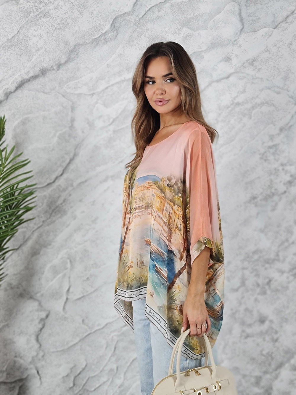 Туника принт Пейзаж летний розовая, фотография №2